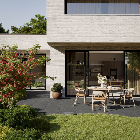Carrelage extérieur en céramique | 59.2x59.2 cm | Carrière Anthracite