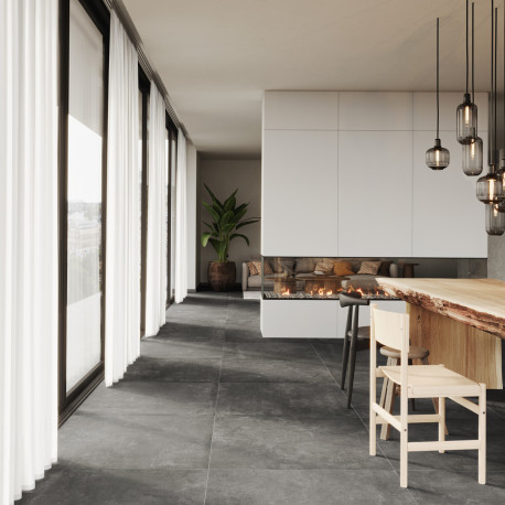 Carrelage en céramique sol et mur | 90x90 cm | Tilestone Betontec Dark