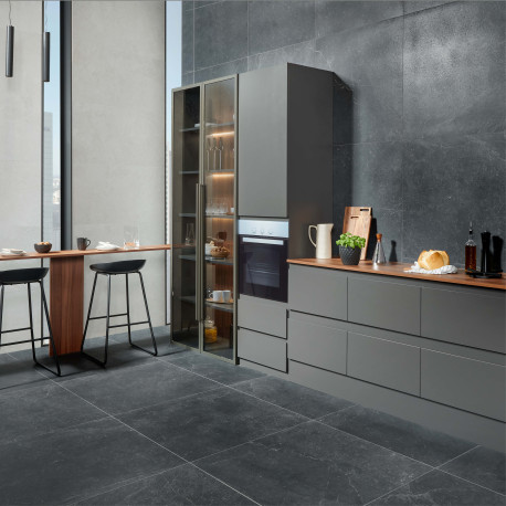 Carrelage en céramique sol et mur | 90x90 cm | Bleuemix Black Soft